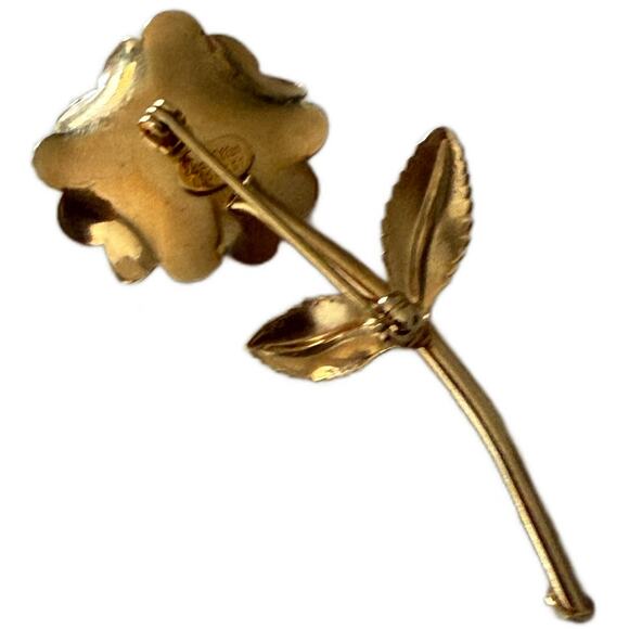 Vintage Gold Tone Single Rose Brooch Pin - Lady Ellen V20 12K Gold Filled 1960s - Picture 4 of 8